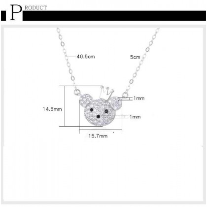 Teddy Bear Necklace Pendant Jewelry for Women 925 Sterling Silver Princess Necklaces